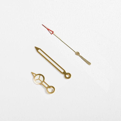 Mercedes Watch Hands for Casio MDV Mod: Gold w Red Tip (Cathedral)