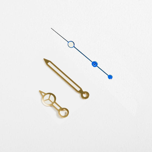 Mercedes Watch Hands for Casio MDV Mod: Gold w Blue