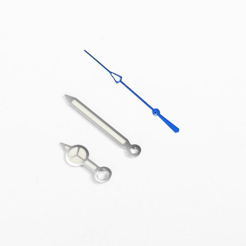 Mercedes Watch Hands for Casio MDV Mod: Silver w Blue (Cathedral)