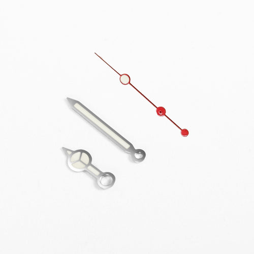 Mercedes Watch Hands for Casio MDV Mod: Silver w Red