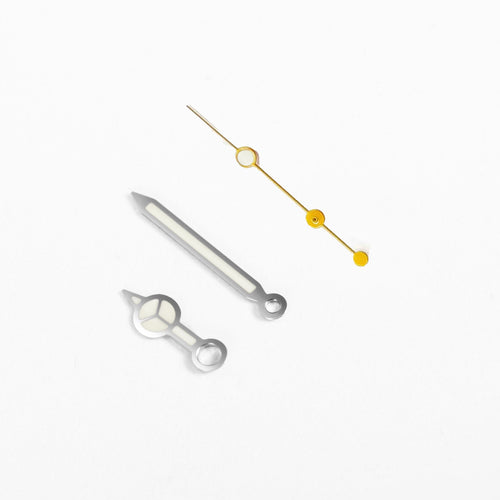 Mercedes Watch Hands for Casio MDV Mod: Silver w Yellow