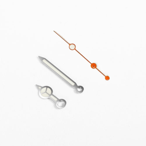 Mercedes Watch Hands for Casio MDV Mod: Silver w Orange