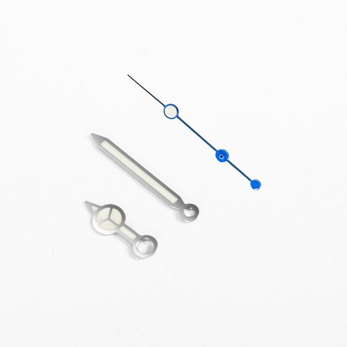 Mercedes Watch Hands for Casio MDV Mod: Silver w Blue