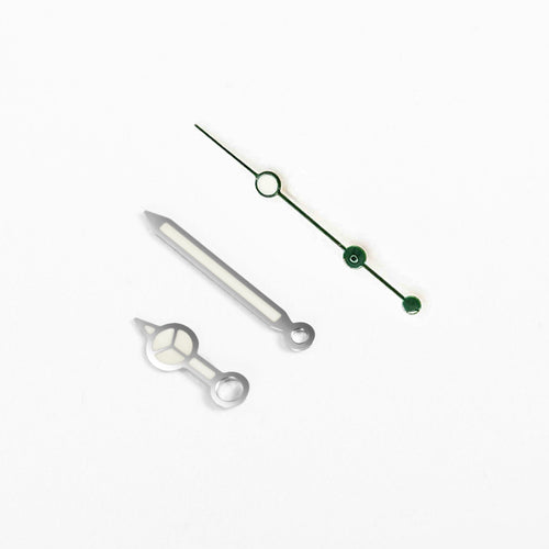 Mercedes Watch Hands for Casio MDV Mod: Silver w Green