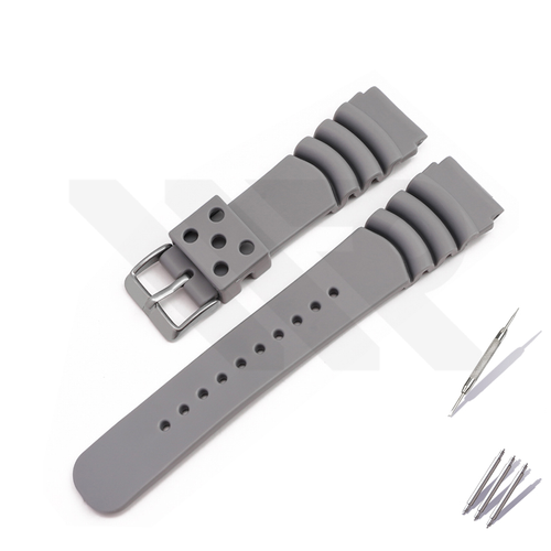 GL381 Style Rubber Strap  for SKX/SRPD - Grey (Silver Buckle)