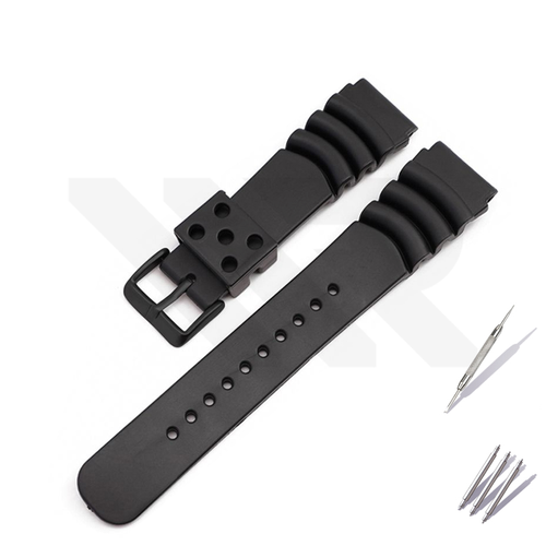 GL381 Style Rubber Strap  for SKX/SRPD - Black (Black Buckle)