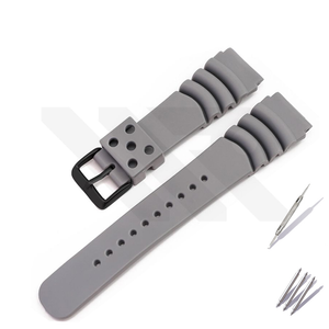 GL381 Style Rubber Strap  for SKX/SRPD - Grey (Black Buckle)