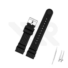 Load image into Gallery viewer, Chaffle Military FKM Strap - Black with Silver Buckle