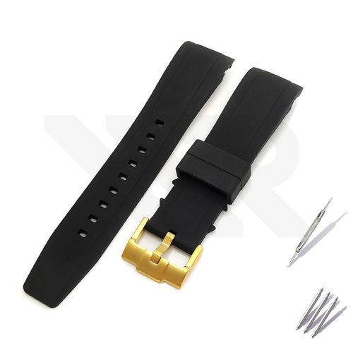 Silicon Diver Strap for SKX/SRPD - Black with Gold Buckle