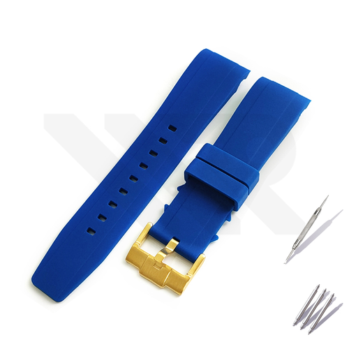 Silicon Diver Strap for SKX/SRPD - Blue with Gold Buckle