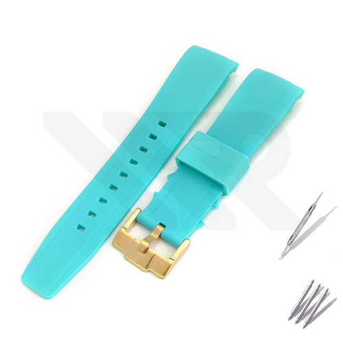 Silicon Diver Strap for SKX/SRPD - Sky Blue with Gold Buckle