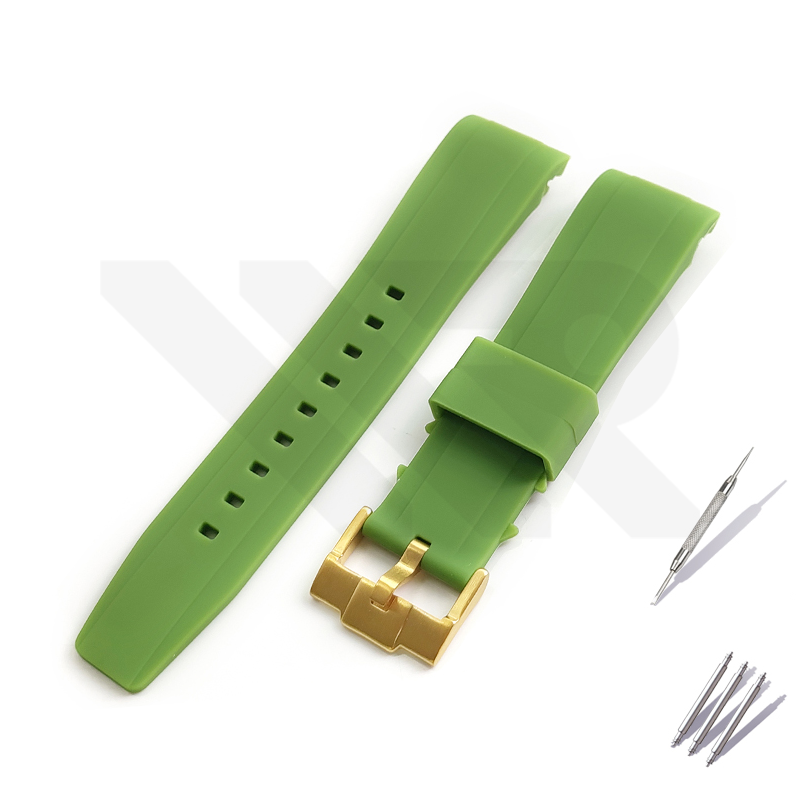 Silicon Diver Strap for SKX/SRPD - Green with Gold Buckle