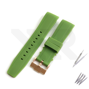 Silicon Diver Strap for SKX/SRPD - Green with Rose Gold Buckle