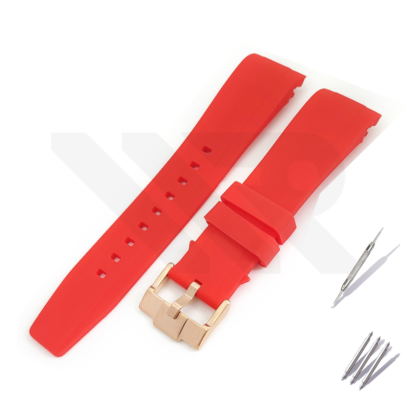 Silicon Diver Strap for SKX/SRPD - Red with Rose Gold Buckle