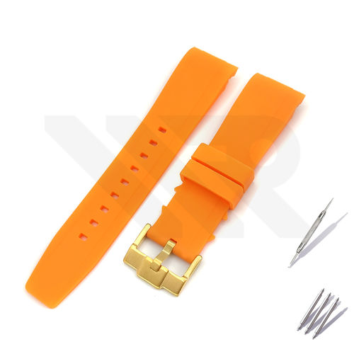 Silicon Diver Strap for SKX/SRPD - Orange with Gold Buckle