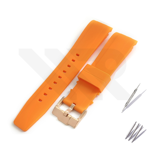 Silicon Diver Strap for SKX/SRPD - Orange with Rose Gold Buckle