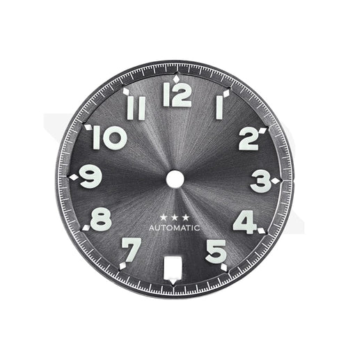 Sunburst Pilot Dial with Numeral Indices for Seiko Mod: Sunburst Gray with White Star