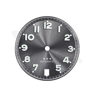 Sunburst Pilot Dial with Numeral Indices for Seiko Mod: Sunburst Gray with White Star