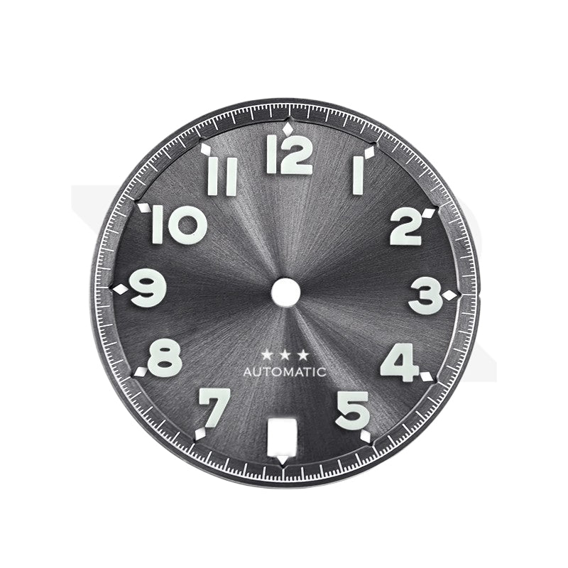 Sunburst Pilot Dial with Numeral Indices for Seiko Mod: Sunburst Gray with White Star