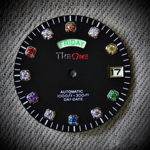Load image into Gallery viewer, Matte Black Synthetic Gemstone Day-date Dial for Seiko Mod